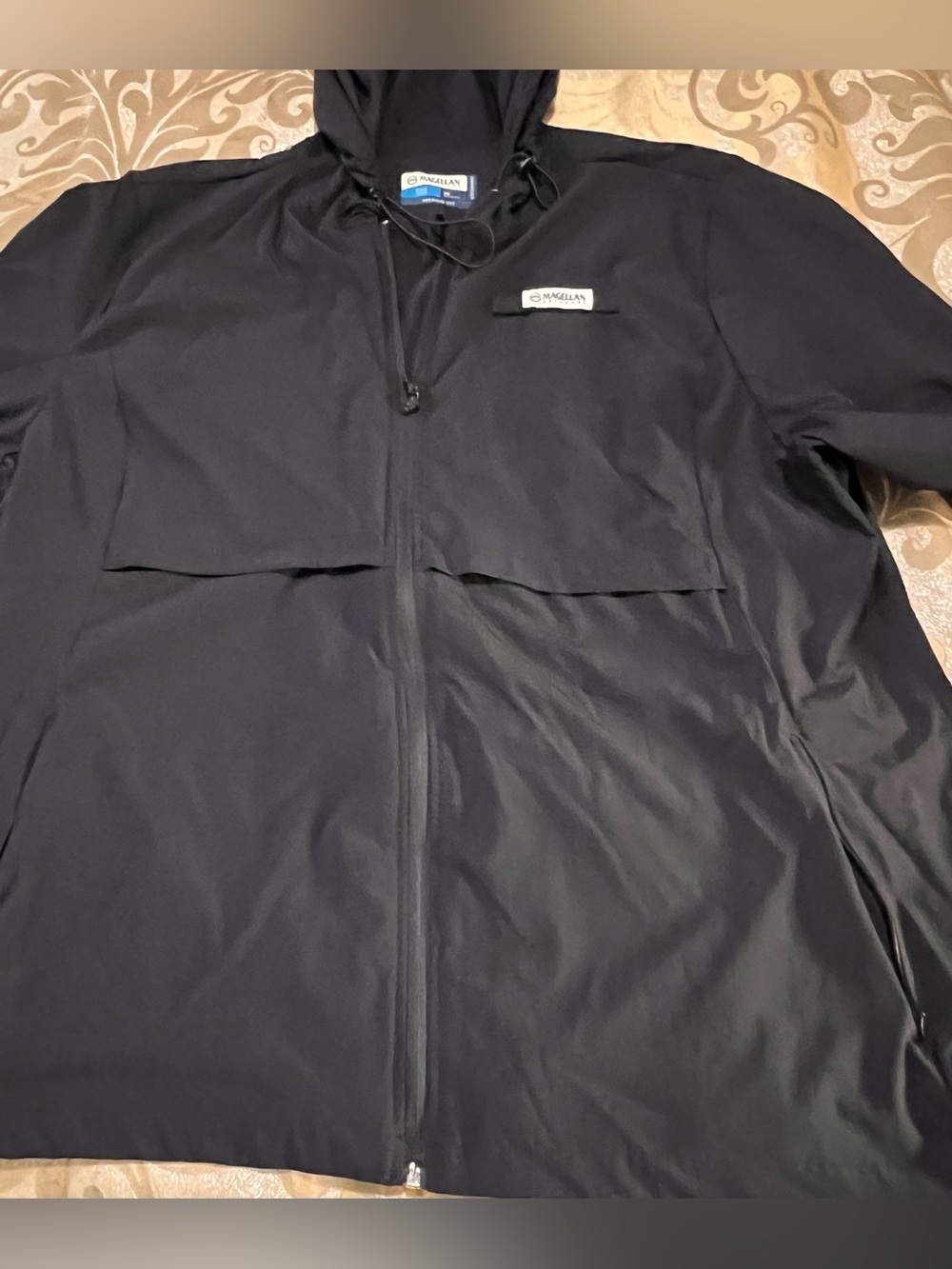 Magellan Outdoors Black Hooded Zipper Windbreaker Jacket Men’s 3XL